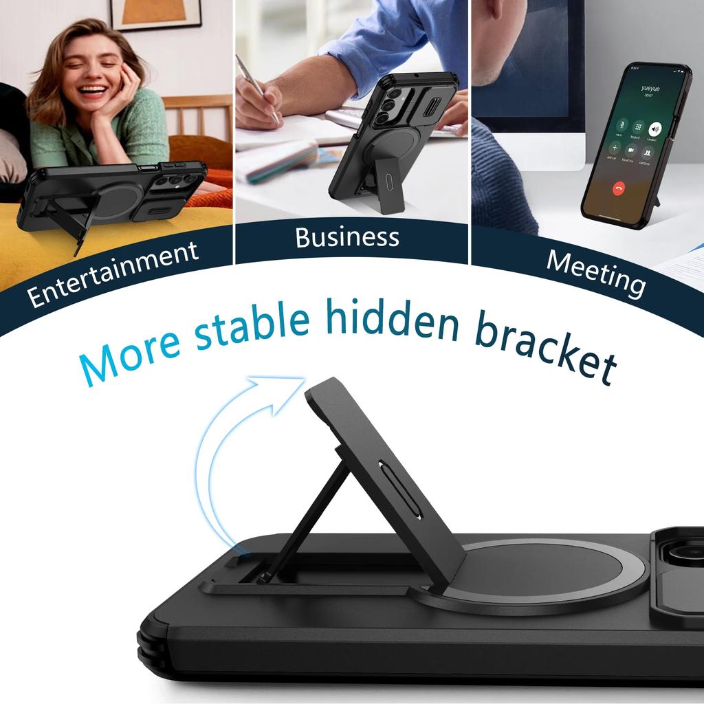 Rugged Dual Layer Protective Stand Case for Samsung Galaxy A17 5G S25 FE A16 A26 A36 A56 S24 Ultra S25 Plus