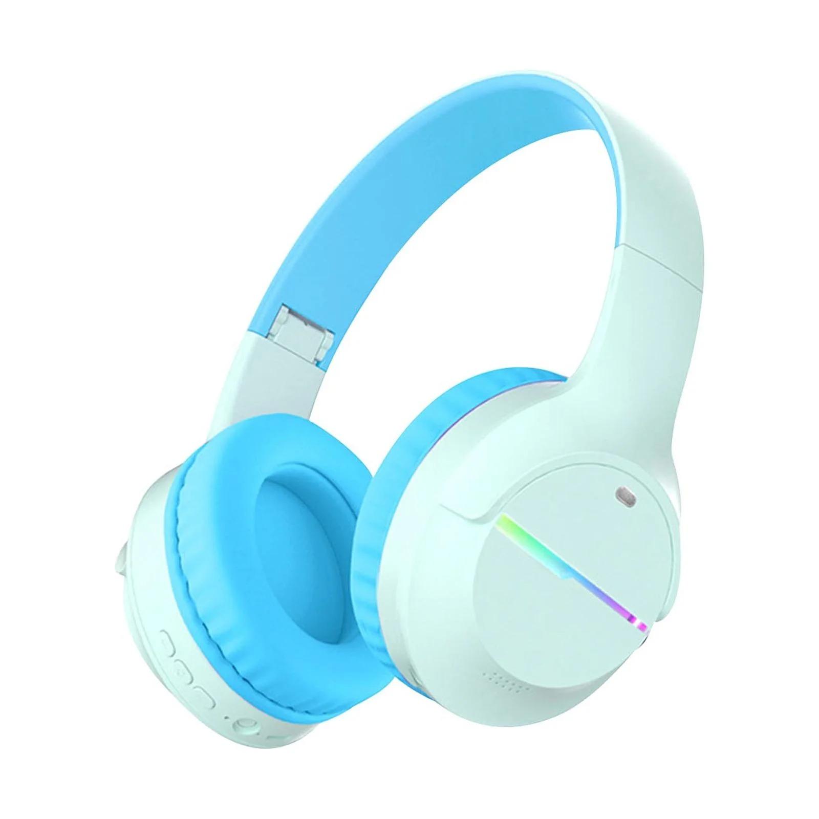 

Наушники Bluetooth Over Ear, цветные светодиодные фонарики, беспроводные складные стереонаушники Bluetooth для класса/домашнего офиса/планшета/самолета 19.5*18.57*8.5cm синий