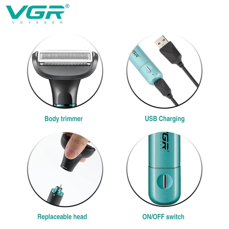 IPX5 Rated Washable Rechargeable Electric Shaver Long Battery Life Multi-Function 3-in-1 Nose Hair and Beard Remover and Eyelash Trimmer