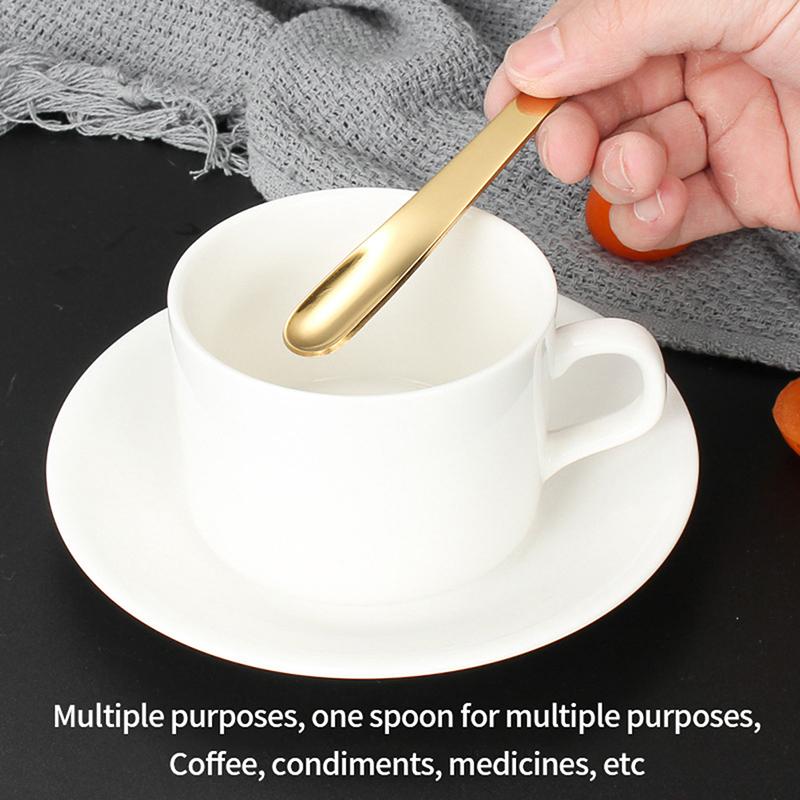 1Pc Coffee Spoon Stainless Steel Flat Spoon For Dessert Small Coffee Scoop