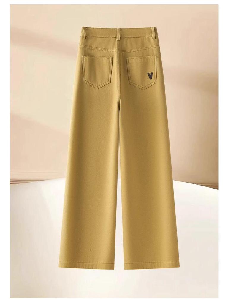 2025 Retro Yellow Plus Velvet Wide-Leg Women's Jeans: Spring & Autumn Collection