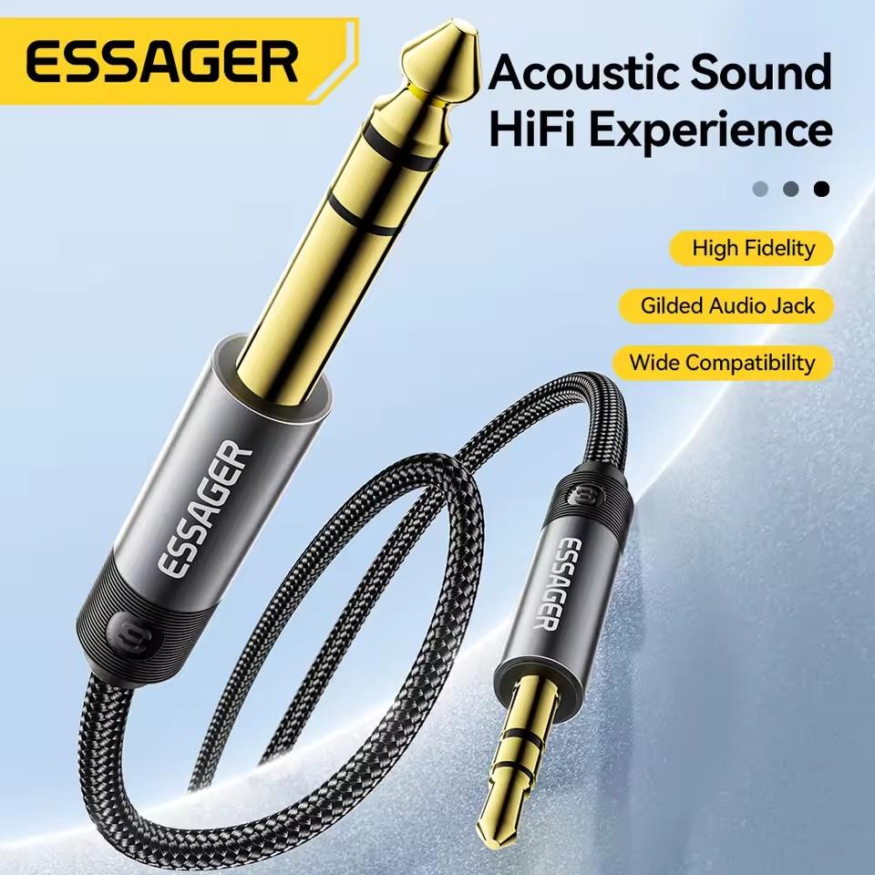 Essager 3.5mm To 6.5mm Audio Jack Cable For Computer Laptop Headsets Sound Card Cellphone DVD Amplifier Male To Male Audio Cable