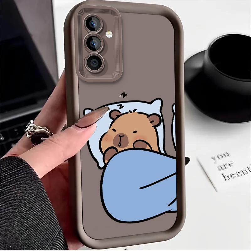 Cute Sleeping Capybara Case for Samsung Galaxy S25 Ultra Plus S24 S23 S22 S21 S20 FE A73 A72 A71 A56 A55 A54 5G A52 4G Cover