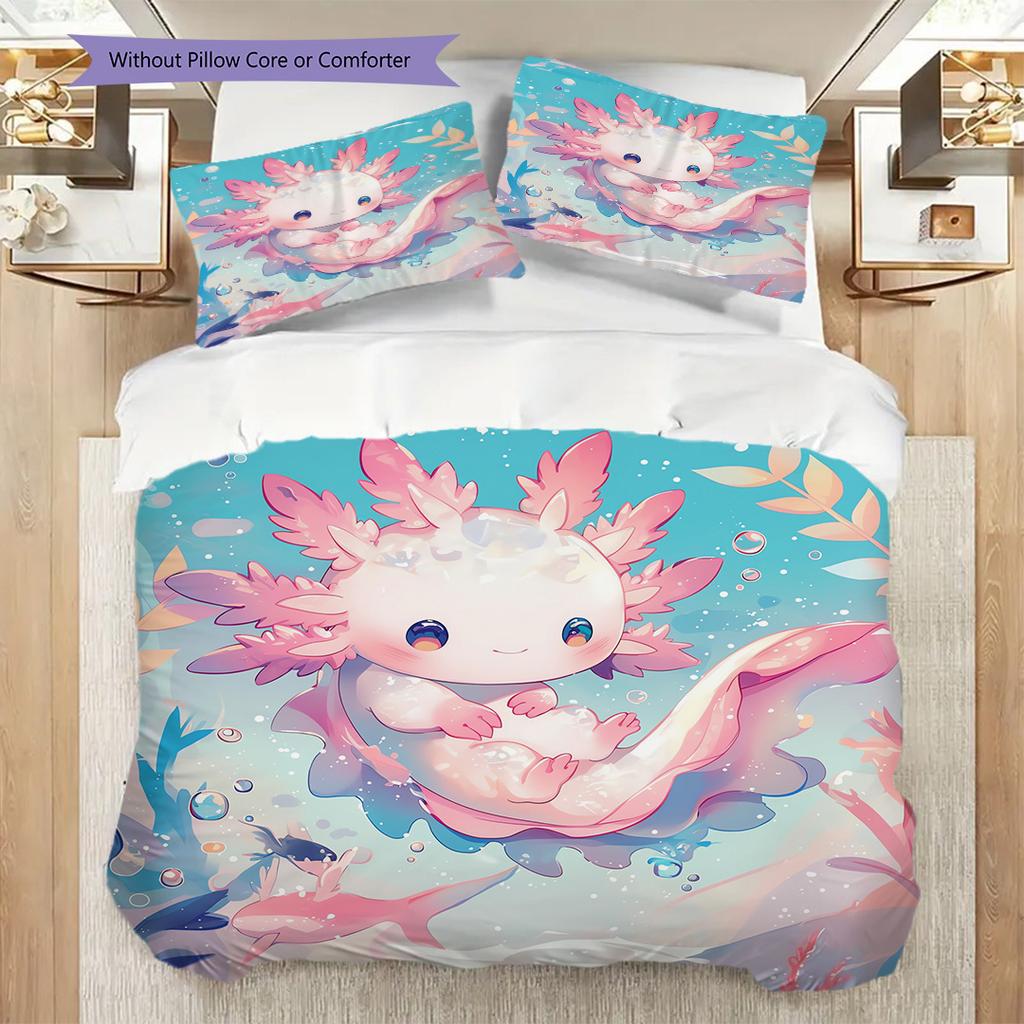 Salamander Pattern Bedding Quilt Set Quilt Cover Pillowcase Home Decoration Birthday Gift (1 * duvet cover + 2 * pillowcase, without core)