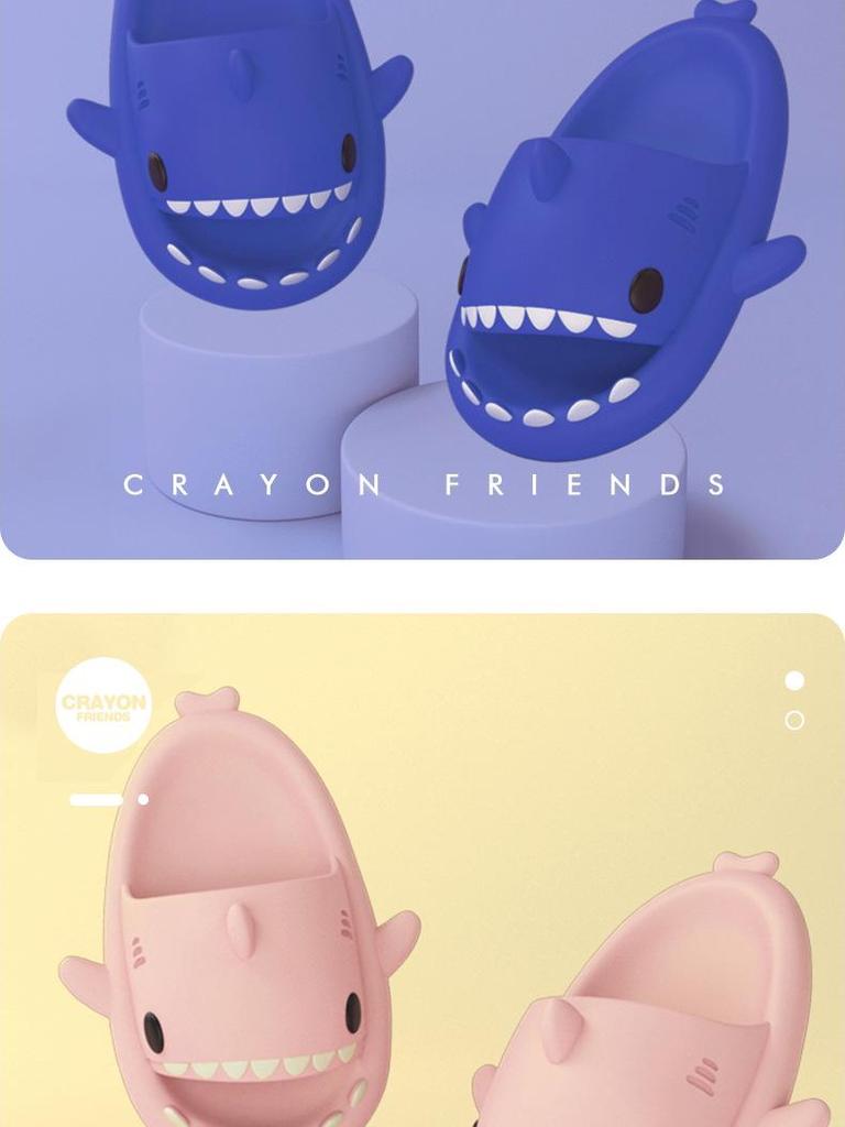 Rekin Kreskówkowy Antypoślizgowe Letnie Kapcie dla Dorosłych - Urocze, Modne, Do Wewnątrz i na Zewnątrz