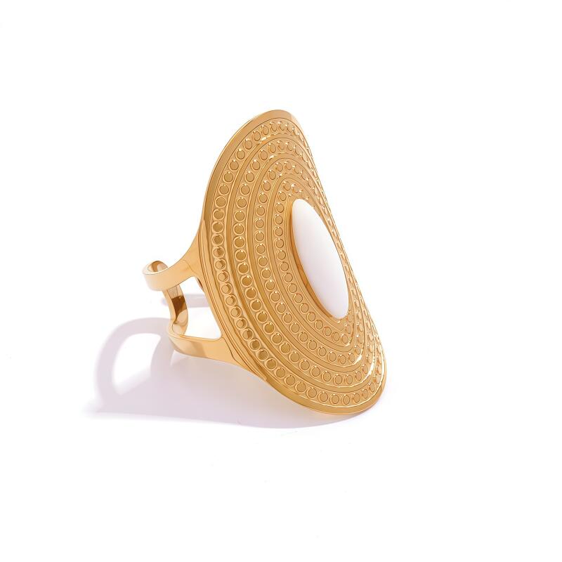 Gold Color Stainless Steel Rings for Women Men Vintage Geometric Wide Edge Star Open Rings Non Fading Jewelry Accessories Gifts