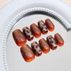 Caramel fine flash leopard print cat eye less white European and American style removable manicure tablets 30 pieces