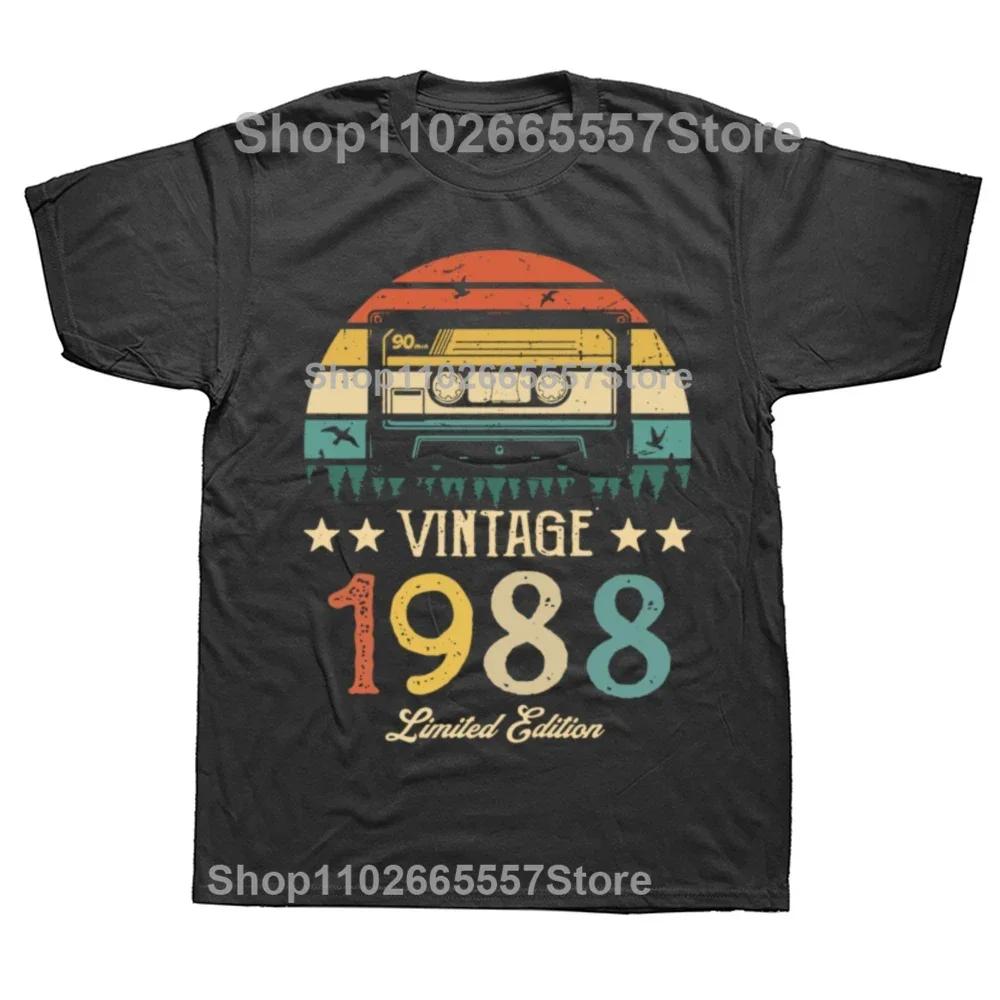 

Новая мужская футболка в стиле ретро-кассеты винтаж Сделано в 1988 году 37-й 37 лет День рождения вечеринка подарок с принтом повседневная футболка с коротким рукавом 4XL