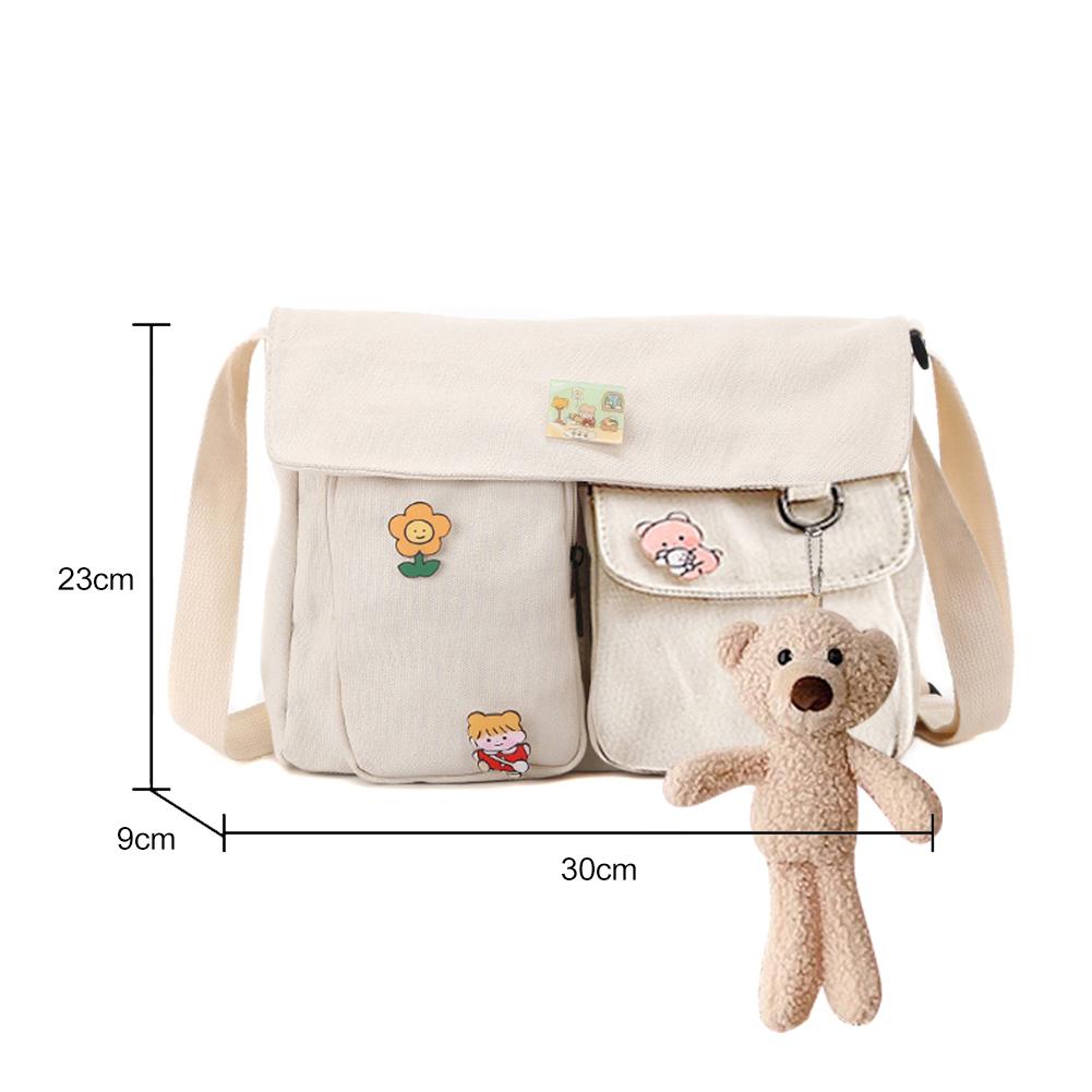 Women Crossbody Bags Japanese Harajuku Satchel Large Capacity Messenger Pouch Pendant Badges for Shopping