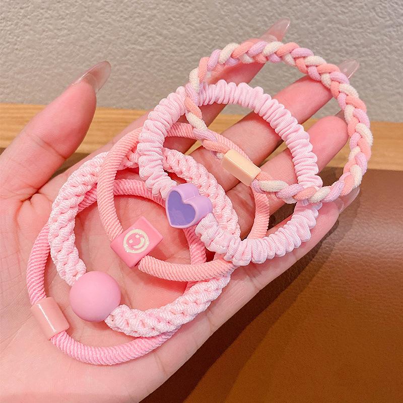 5PCS Colorful large circle children's rubber bands do not harm hair, girl headbands, Korean baby hair accessories, hair rings