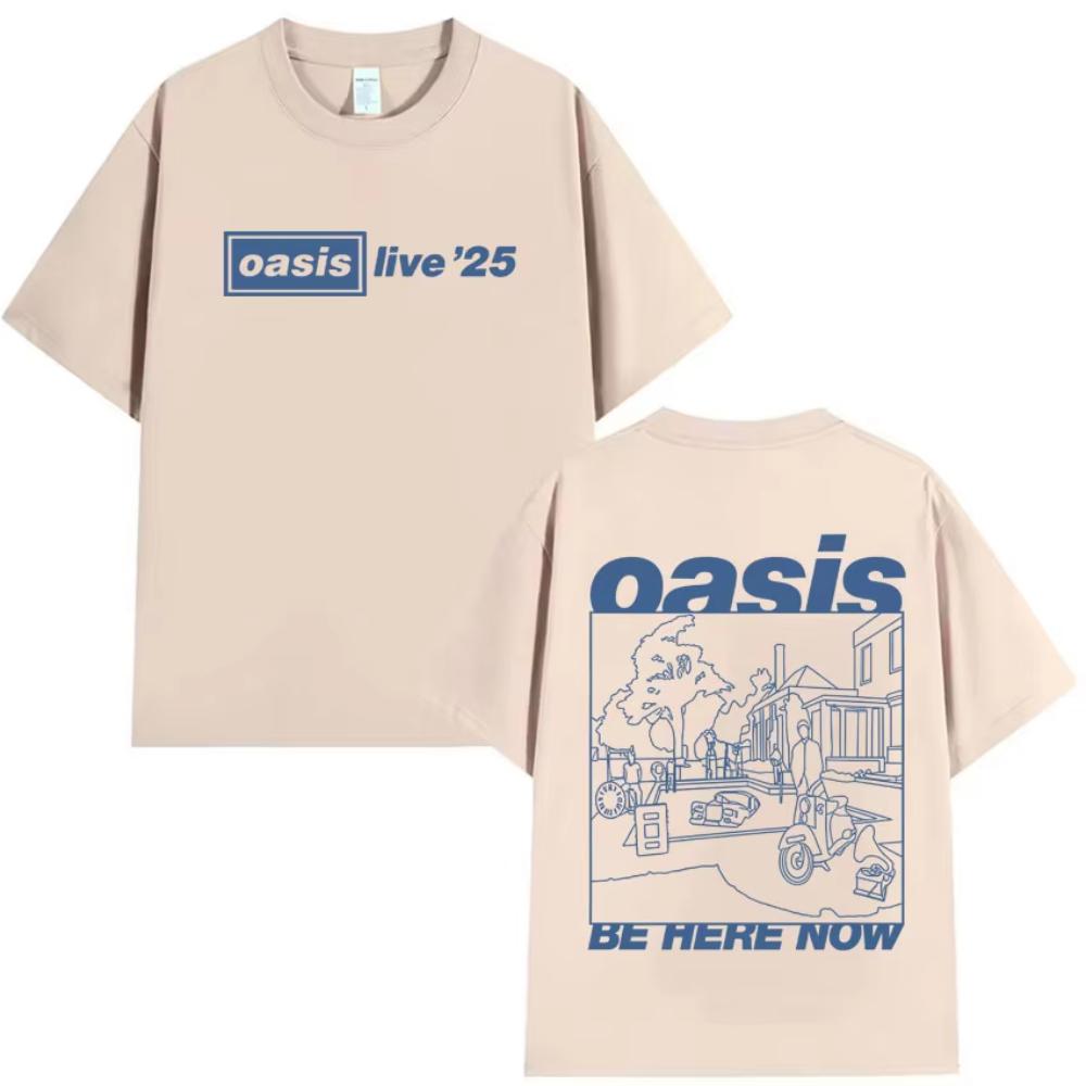 Gothic Graphic European and American 2025 Trendy Oasis Rock Music Casual Men Women Tee Cotton Loose Hip Hop Short-sleeved Tshirt