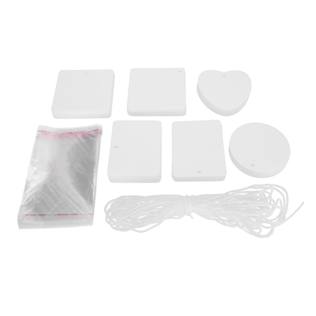 30pcs Felt Sheets DIY Thermal Transfer 6 Shapes Air Freshener Hanging Sheets with String for Car