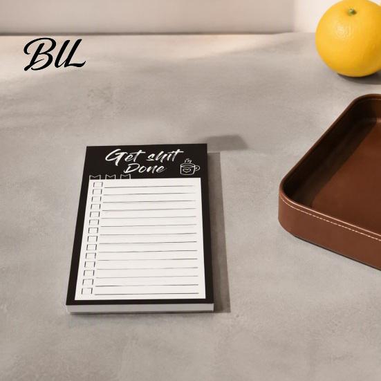 Small List Pad Magnetic Notepad, Thick Paper Tear-off Checklist Planner, Black Bordered Retro Reminder Board Design Task Organizer for Grocery