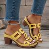 Women's Block Heeled Peep Toe Sandals - Stylish Slip On Heels for Going Out and Casual Summer Wear