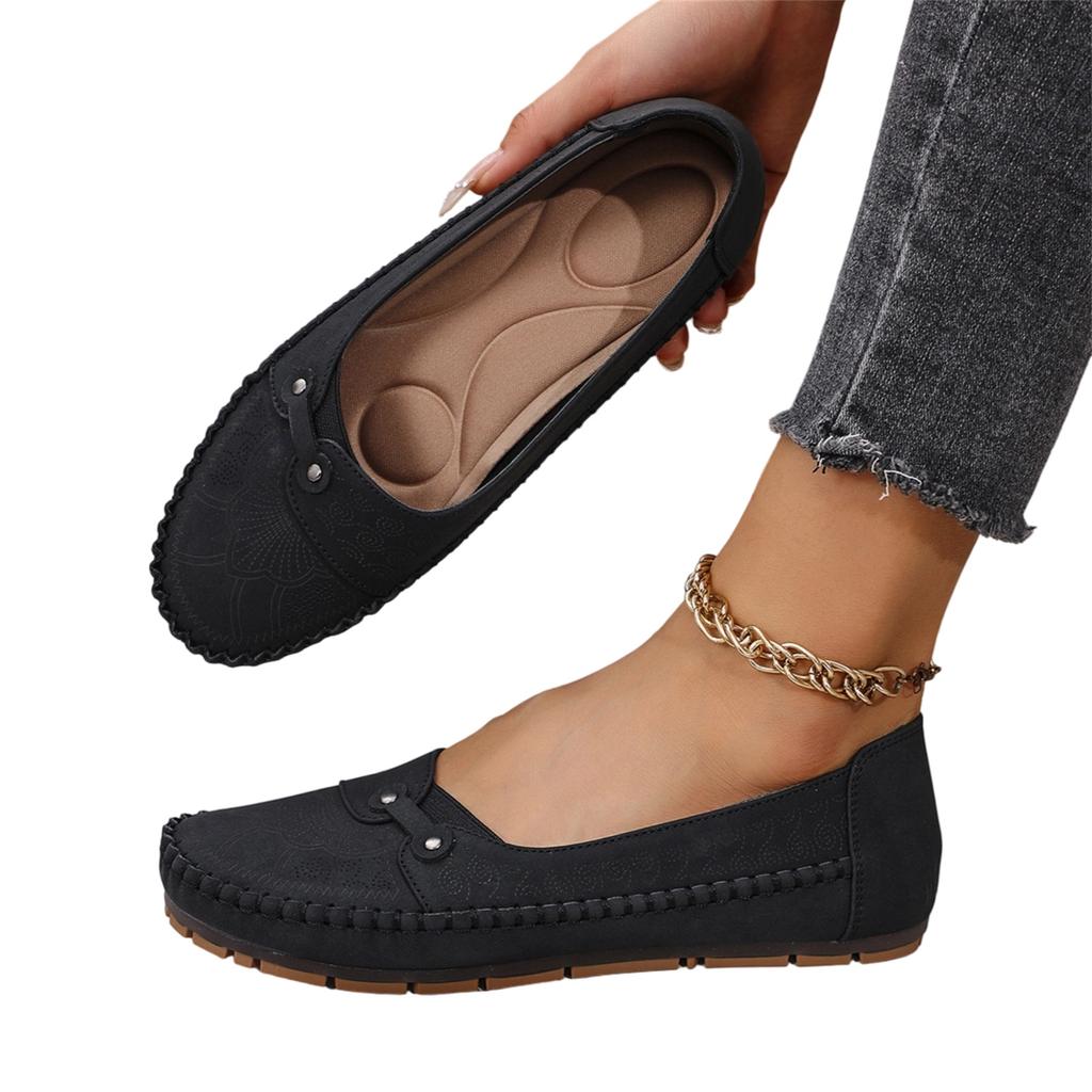Women's Casual Loafers Slip On Flats Round Toe Comfortable Walking Shoes Soft Sole Flexible Outsole Lightweight Design