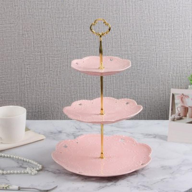 Versatile Sunflower Type Gold Silver Fruit Cake Plate Stand Holder