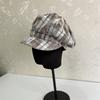 Retro Plaid Forward Hat Female Autumn and Winter Versatile Face Small Painter Newsboy Hat Big Head Circumference Anti-wearing Beret