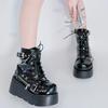 Gothic Style Platform Vampire Cosplay Women Mid-calf Boots Winter Wedges Comfy Women Motorcycle Boots Shoes