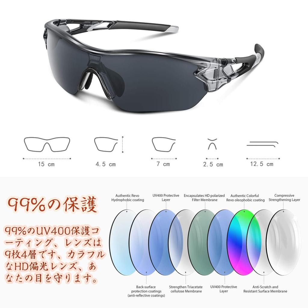 BEACOOL Sportsonnenbrille mit polarisierten Linsen und UV400 TAC UV-Schutz für Männer und Sicher und Radfahren, Wandern, Angeln, Baseball, Golf,