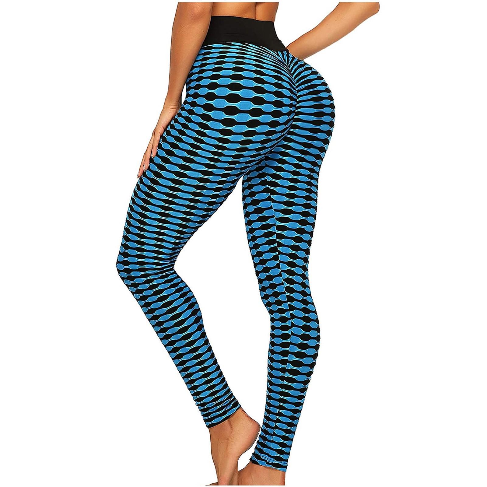 

Женские спортивные штаны с принтом и высокой талией для йоги с карманами, короткие тренировочные штаны для бега и йоги XL синий