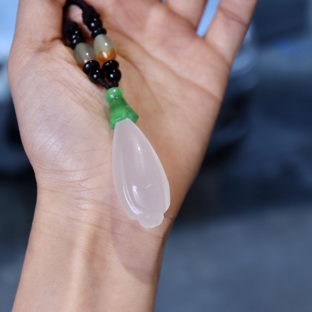 

Натуральный Ледяной Белый Халцедон Магнолия Агат Кулон Свитер Цепи Рождественский Кулон Ожерелье Универсальные Аксессуары