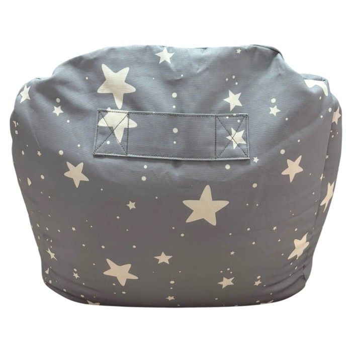 GINGER HOME Little Stars Pouf Fauteuil Enfant, 100% Coton, Gris à Étoiles, 55x44x55 cm