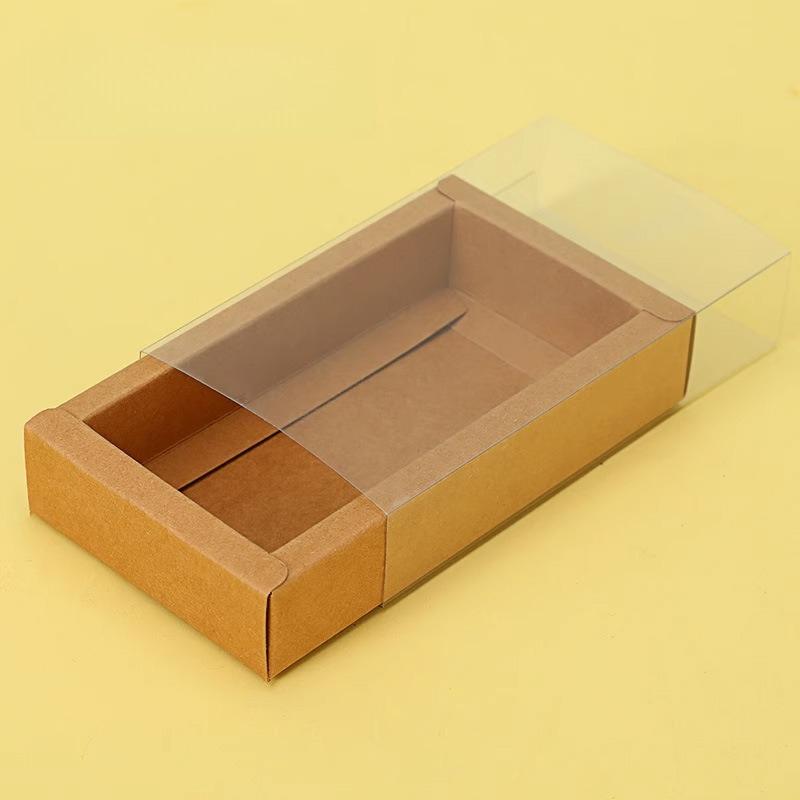 With Clear PVC Window Delicate Drawer Display  Kraft Paper Gift Packing Case Wedding Party Cookie Candy Boxes Anniversary Birthday Gift Boxes 10pcs