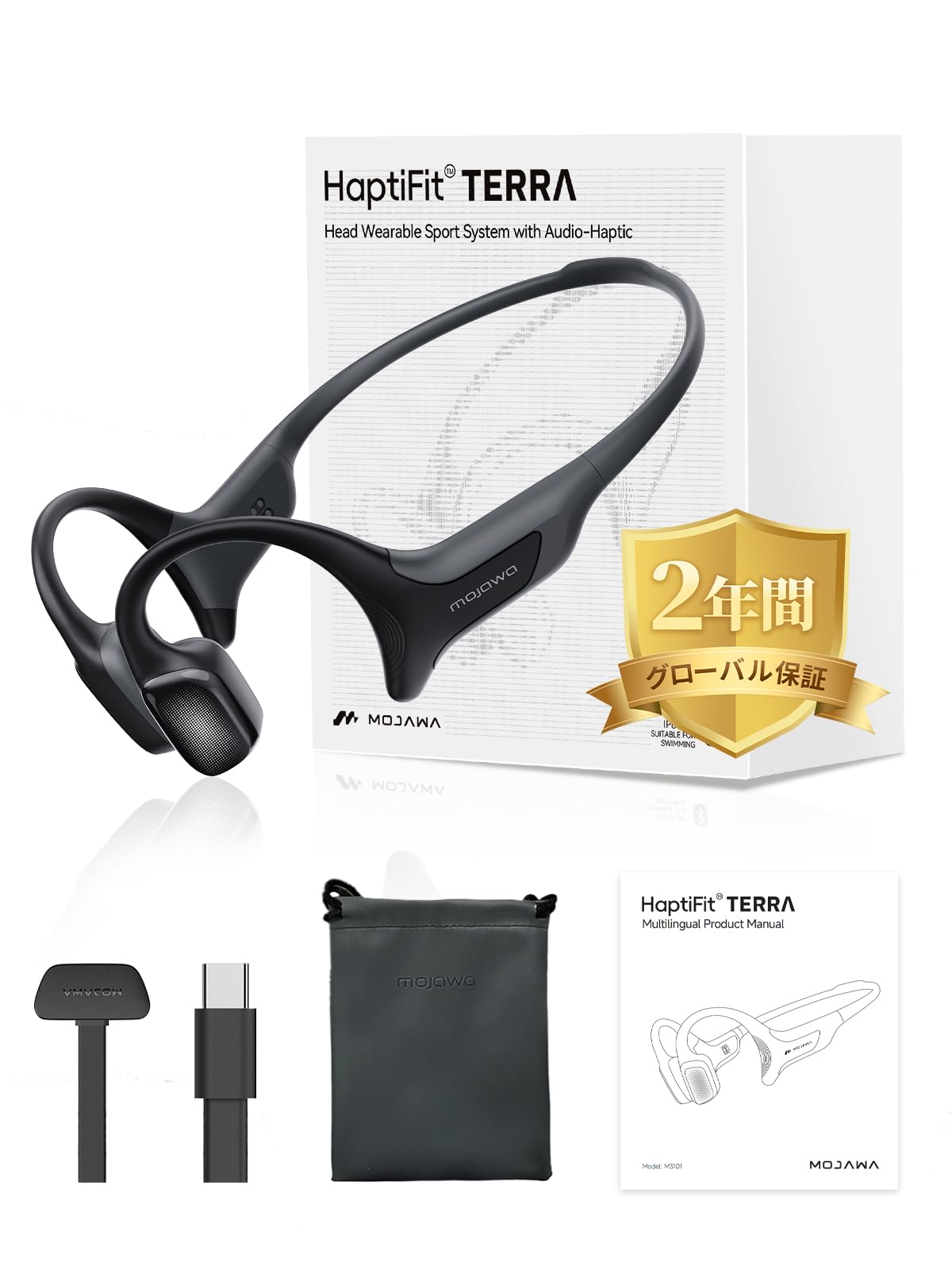 

Mojawa Terra Wireless Bone Conduction Open IP68 Heart Rate Exercise Data Dual 32GB Compatible with and Black Earphones, Ear, Waterproof, Monitoring, чорний
