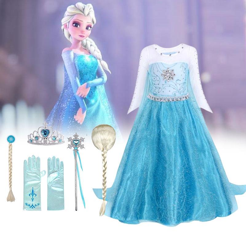 Elsa Princess Dress For Girls Halloween Costume Kids Fairy Tale Dress