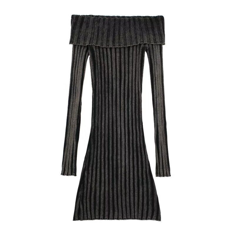 Fashion Style 2023 Fall and Winter New Arrival Women's Clothing Stylish Silm off-the-Shoulder Knitting Dress 3433111 823