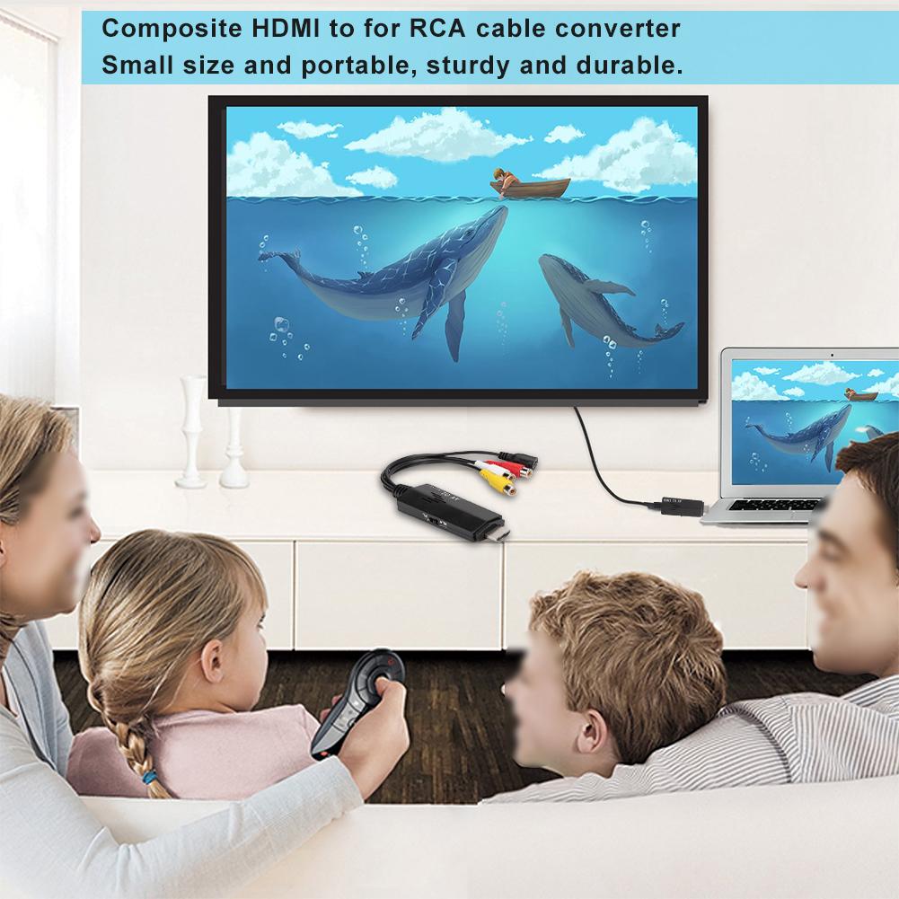 HDMI to AV HD Video Converter Adapter Male to Female Cable for TV VHS VCR DVD Burner