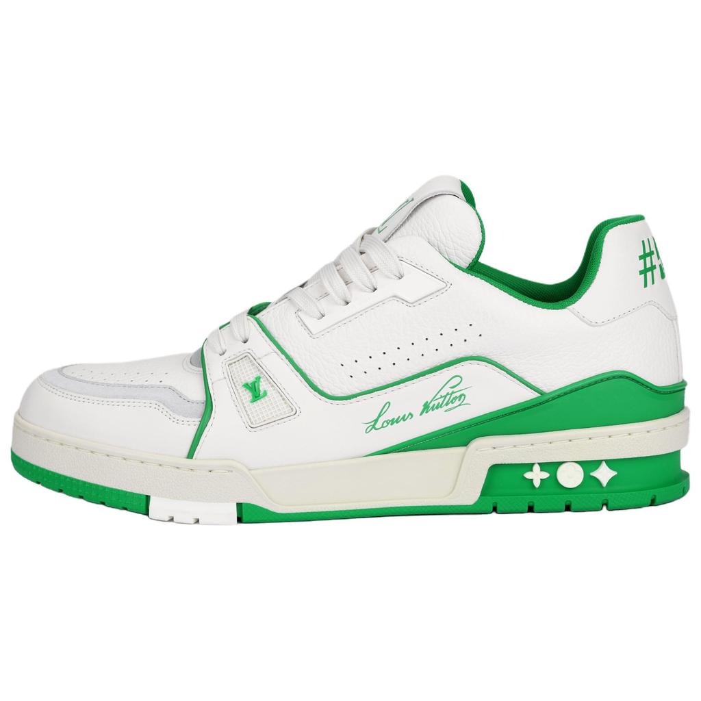 Louis Vuitton Trainer Lace Up Low Top Skateboard Shoes Men's Green 1ABFAU