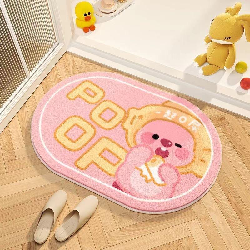 Cartoon Cute Cashmere Floor Mat Toilet Entrance Door Water Absorption Anti Slip Wear Resistant Carpet Household Bathroom Soft Foot Mat