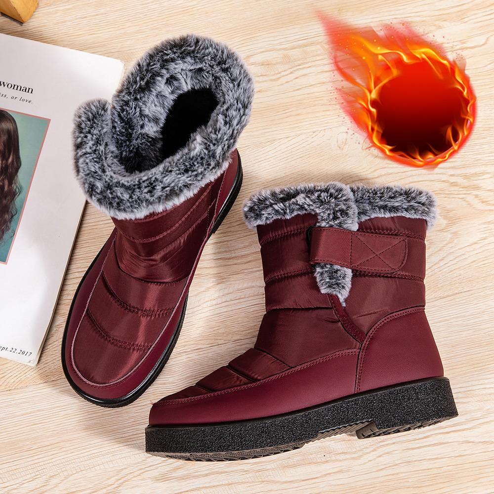 Fashion Women's Waterproof Winter Snow Boots Fluffy Fur Anti Slip Platform Ankle Boots for Women Outdoor Thick Plush Warm Cotton Shoes