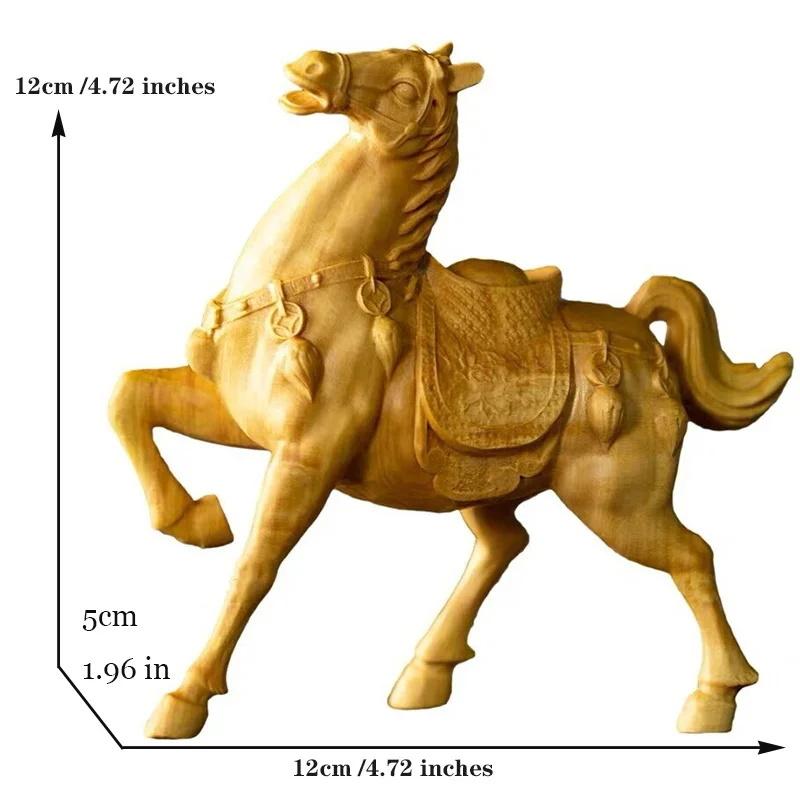 Natural Boxwood Animal horse statue Solid wood carving Suitable for home Room Office Desktop Art Deco accessories