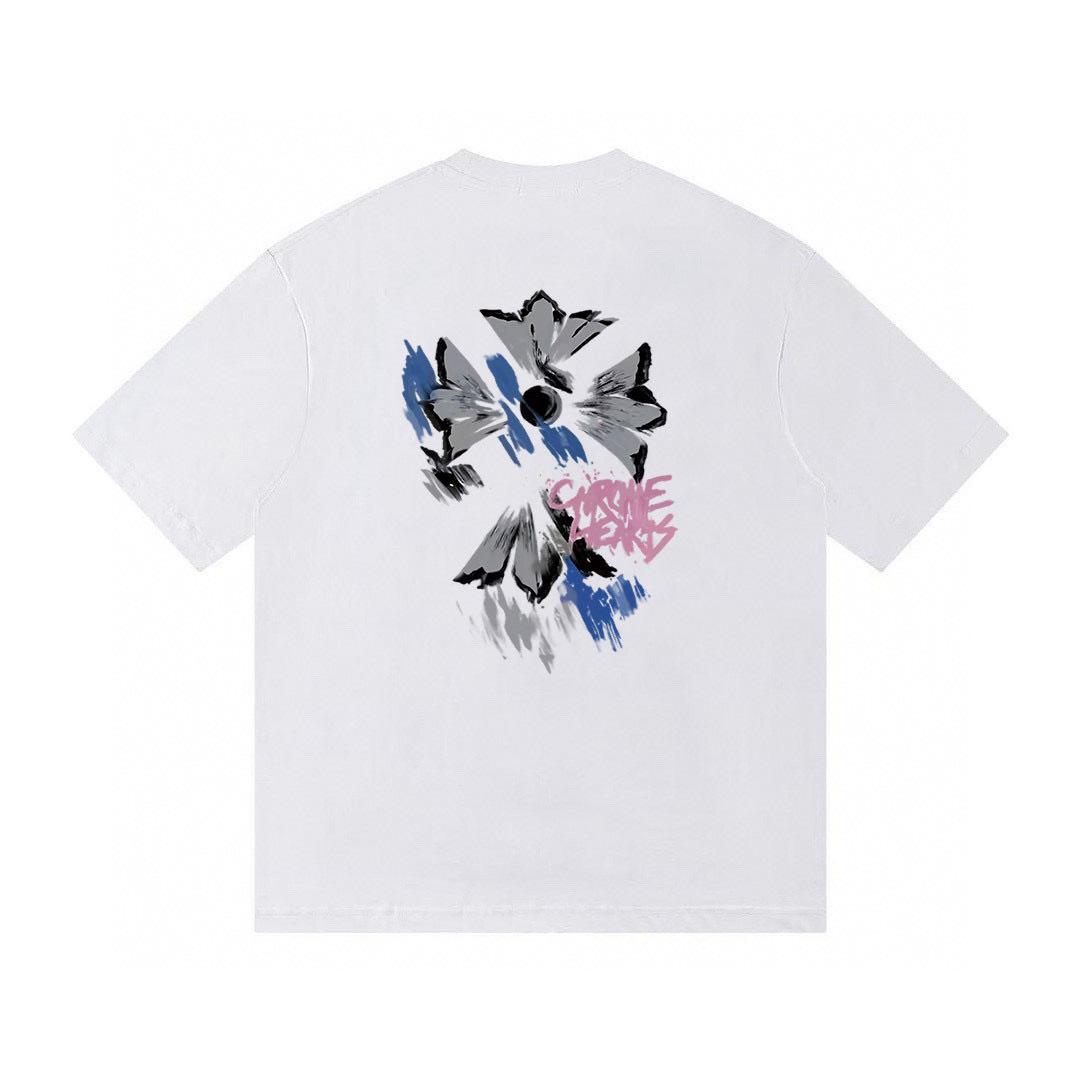 

T23 CHROME HEARTS 2026 Summer New High Quality Cotton Round Neck Loose Large Size Men s and Women s T-shirt Couple T-shirt XL білий