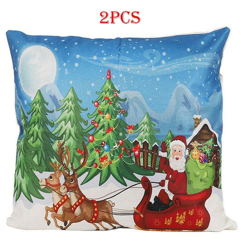 

Рождественский плед 2шт Наволочки Чехлы Наволочка Для Дивана Дивана Санта Снеговик Sled
