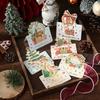 1-12Pcs Christmas Greeting Cards Cartoon Santa Claus Snowman Folding Postcard Christmas Birthday New Year Gifts Wrap Supplies