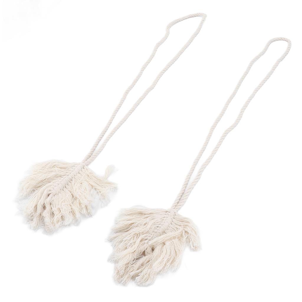 2Pcs Cotton Rope Curtain Tiebacks Leaf Shaped Tassel Curtain Clips Rope Straps for Curtain