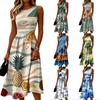 Sleeveless Round Neck Casual A-Line Midi Dresses for Women with Print Summer Dresses for Women Comfortable Fit