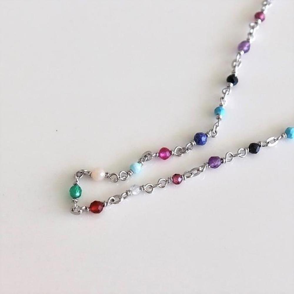 [Silver925] Colorful Gemstone Necklace (6978592)