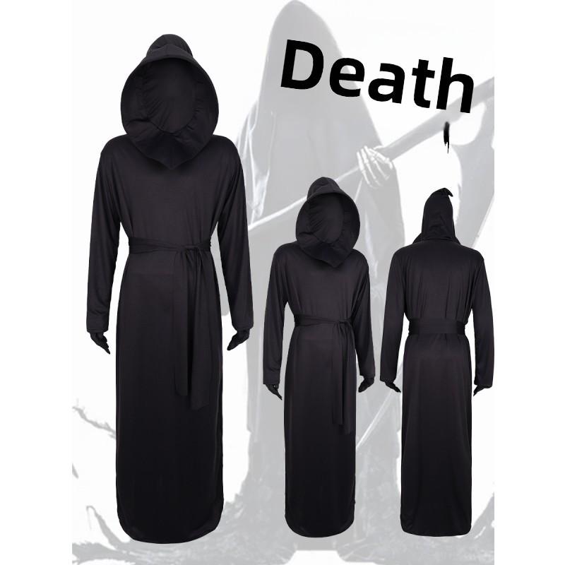 Halloween Black Death God Cosplay Costume With Polyester Fabric For Stage Performances And Party Events