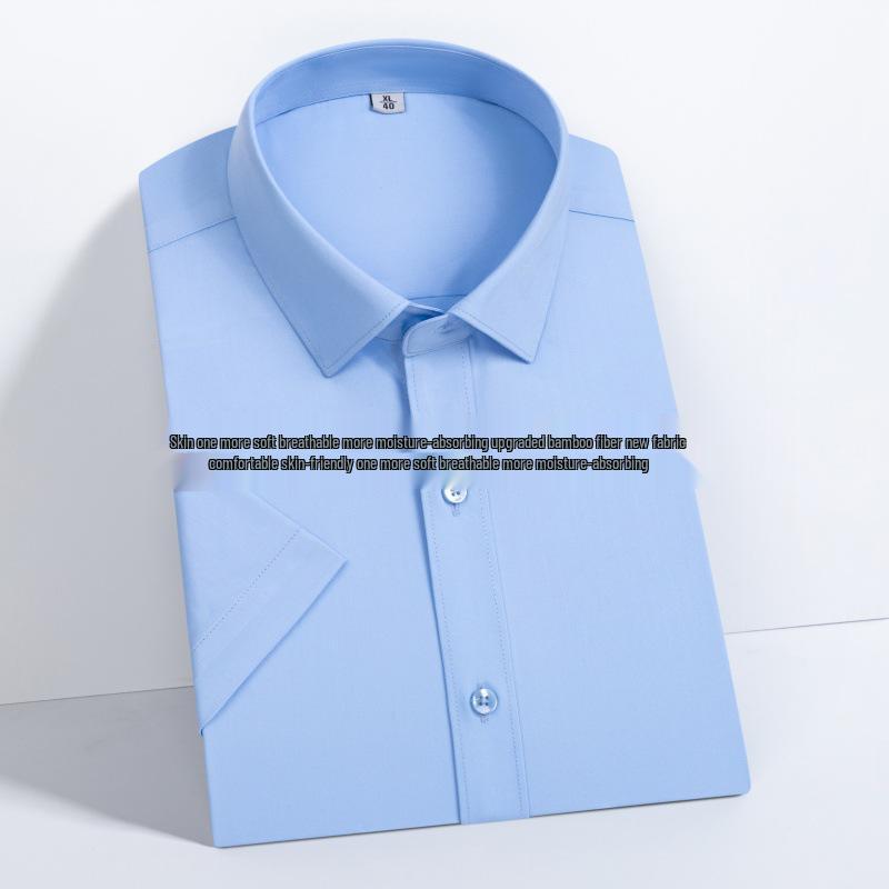 Men s Summer Bamboo Fiber Short-Sleeve Cardigan - Slim Fit, Enhanced Elasticity 40 светло-синий
