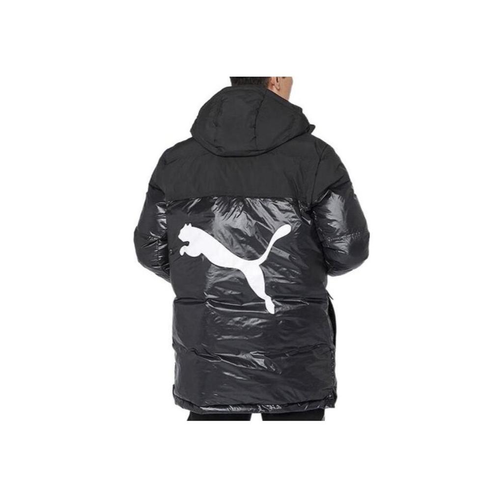 Puma Jachetă de puf cu glugă și cu imprimeu cu logo pentru bărbați Îmbrăcăminte exterioară Negru 534508-01
