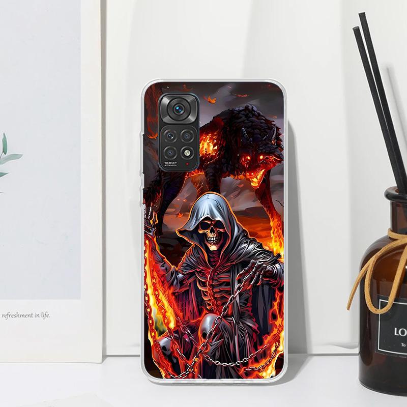 Death Grim Reaper Skull Scythe Phone Case For Xiaomi Redmi Note 15 13 14S 14 Pro Plus 12S 11S 10S 12 11E 10 11T Art Fundas Back