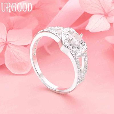925 Sterling Zilver Hart AAA Zirkonia Ring Vrouw Bruiloft Mode Sieraden