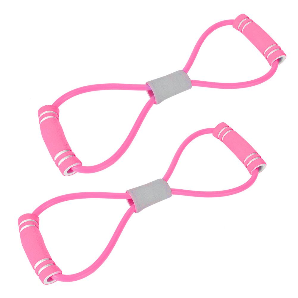 2Pcs 8 Shaped Pull Rope Chest Expander Elasticity Belt Stretching Strap Yoga Fitness Equipmentpink