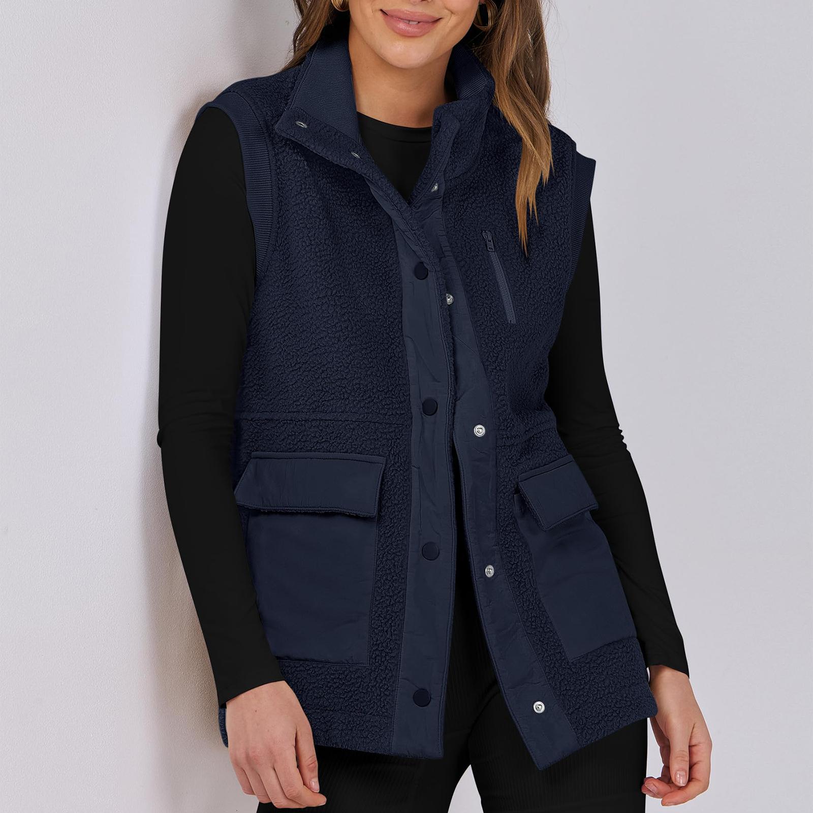 

Женский лоскутный безрукавный жилет из овечьей шерсти, повседневный, универсальный, теплый S тёмно-синий