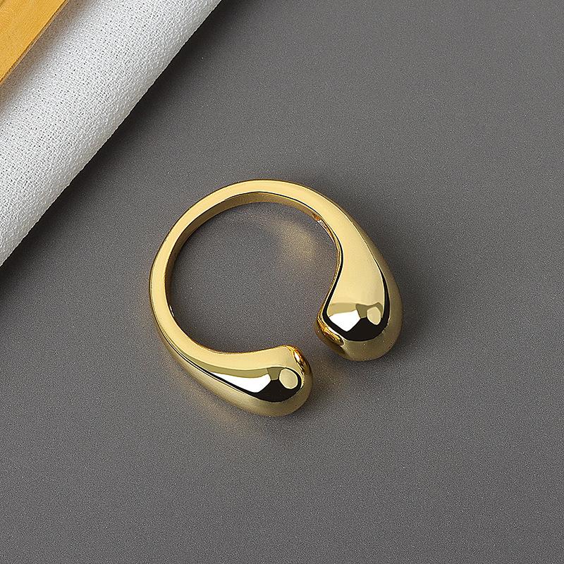 Stainless Steel Smooth Open Irregular Ring for Women Fashion Gold Color Geometric Waterdrop Ring Party Couple Rings Jewelry Gift