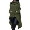 Spring Autumn Solid Color Hooded Irregular Loose Pocket Hoodie
